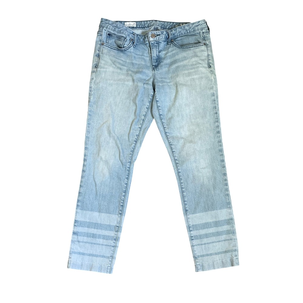 Gap 1969 Always Skinny Jeans size 31 Light Wash Striped Hem Ankle Denim Normcore